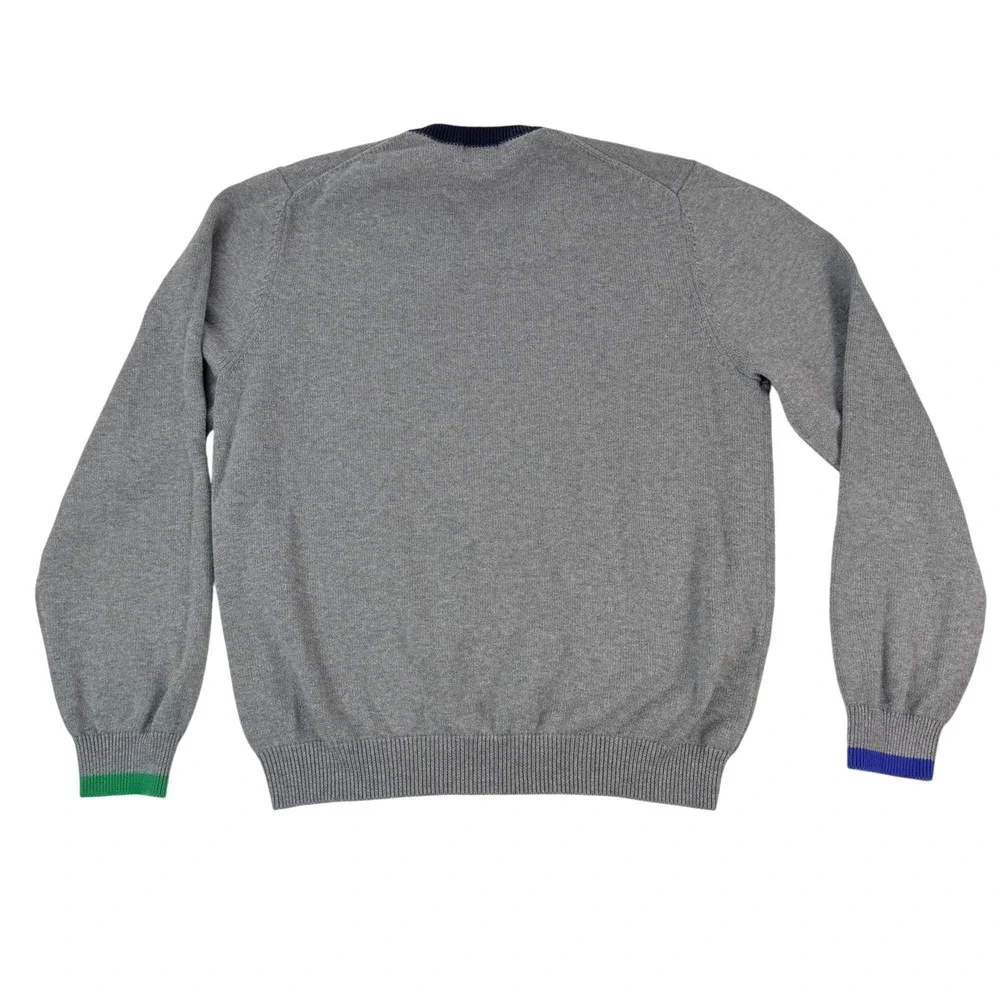 Brooks Brothers Mens Gray V-Neck Sweater‎ Colorblock Trim Size L RN93986